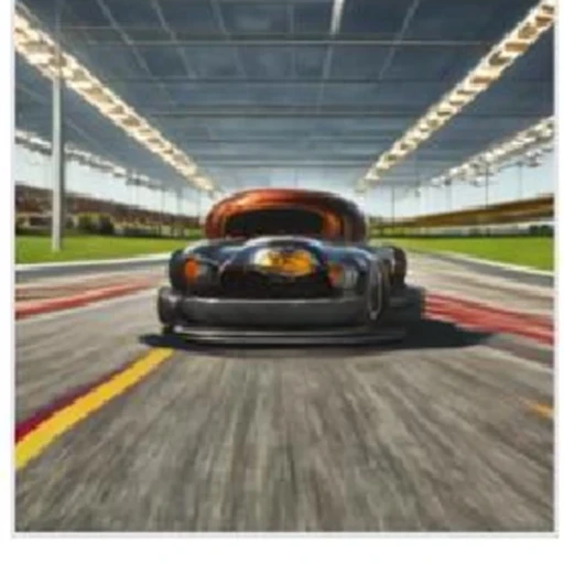 SD-Turbo result for the burger racer prompt.